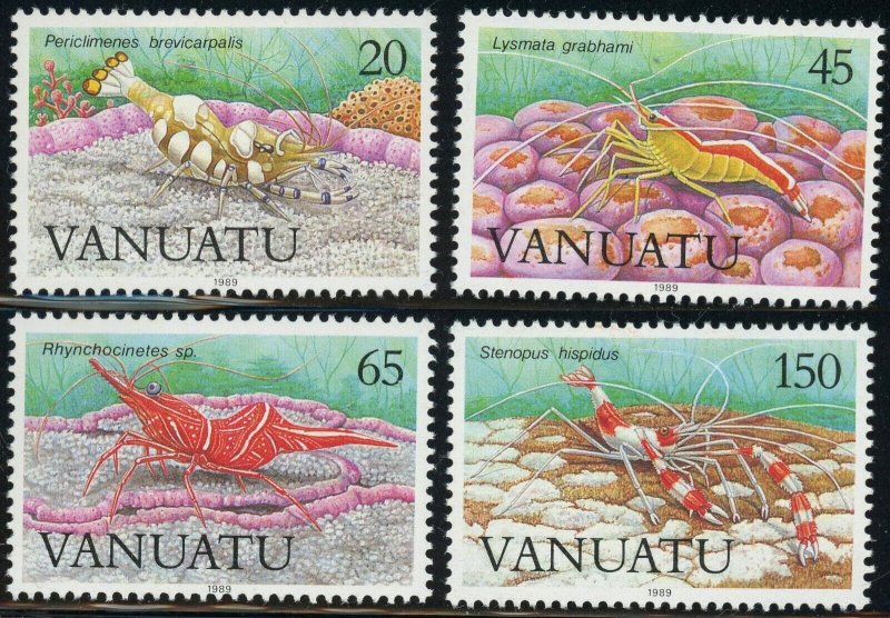 Vanuatu #497-500 Shrimp Shellfish Marine Life 1989 Postage Stamps MLH