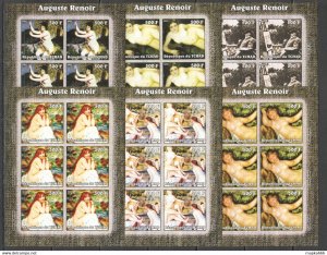 Imperforate 2002 Chad New Art Paintings Auguste Renoir !!! 6Set ** Kv318