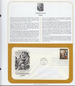 2008 Christmas Virgin & Child Botticelli Sc 4359 first day cover FDC, PCS page