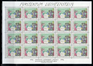 LIECHTENSTEIN SCOTT #990 SHEET MINT NH