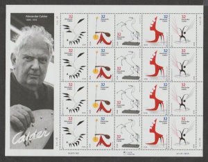 U.S. Scott #3198-3202 Alexander Calder Stamps - Mint NH Sheet - UL Plate