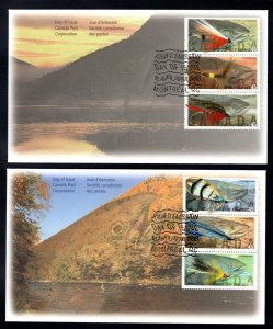 1715-1720, Scott, Cachet FDC, combination set of 2, Fishing Flies, Canada, 1998