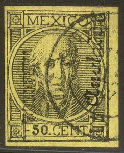 MEXICO #74 Used - 1872 50c Black on Yellow