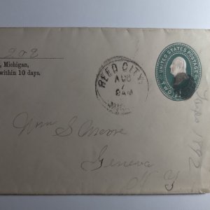 SCOTT #U311 USED TWO CENT GREEN EMBOSSED ENVELOPE POSTAL HISTORY RETURN TO SEND