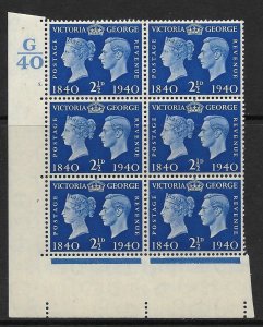 Sg 483 1940 2½d Centenary Cylinder G40 5 Dot UNMOUNTED MINT/MNH