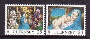Guernsey-Sc#581-2- id8-unused NH set-Christmas-1996-