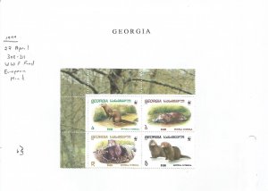 GEORGIA - 1999 - WWF, European Mink - Perf 4v Block - Mint Lightly Hinged