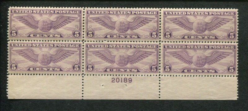 1930 US Air Mail Postage Stamp #C12 Mint Never Hinged F/VF Plate Block No. 20189