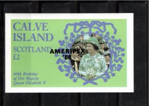 Calve Island (Scotland) 1986 MNH 2 pounds AMERIPEX OVERPRINT BLACK