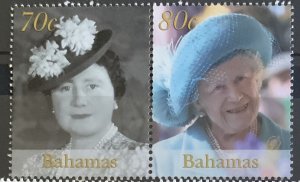 BAHAMAS 2002 QUEEN MOTHER SET EX MINISHEET MNH