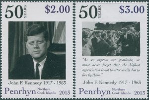 Cook Islands Penrhyn 2013 SG624-625 Kennedy set MNH