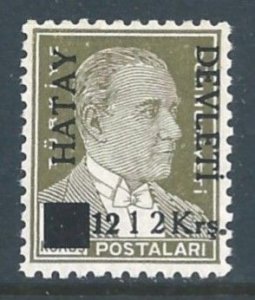 Hatay #10 NH Turkish Issue Surcharged 12 1/2ku On 20ku