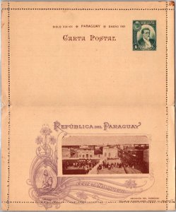 SCHALLSTAMPS PARAGUAY 1901 POSTAL ILLUSTRATED STATIONERY LETTER COMM NEW YEAR