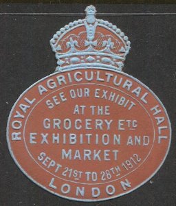 GB 1912 Die Cut Cinderella Poster stamp MNH, GROCERY EXHIBITION & MARKET, LONDON