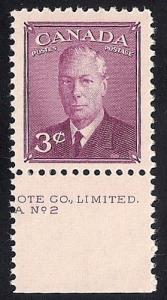 Canada #286 3 cent King George 6 Stamp Mint OG NH VF