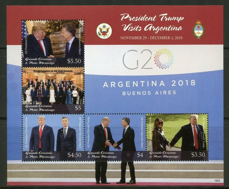 GRENADA GRENADINES  2019 PRESIDENT TRUMP VISITS ARGENTINA  SHEET  MINT NH 