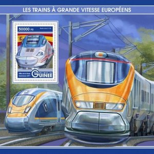 Guinea - 2017 European Speed Trains Souvenir Sheet Michel #12390 GU17208b