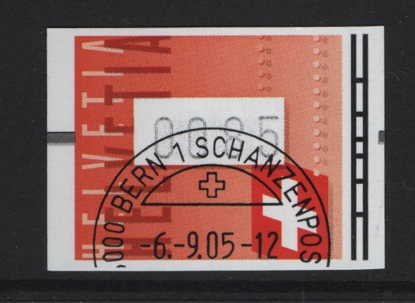 Switzerland  #Zumstein20  cancelled 2005  automatenmarke   85c  Swiss flag right