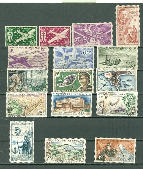FRENCH WEST AFRICA AIR LOT of (16) incl. 2 SETS USED