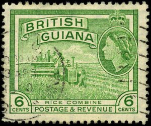 BRITISH GUIANA Sc 258 F-VF/USED - 1954 6¢ Rice Combine - Sound