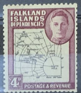 FALKLAND  ISLANDS DEP. 1946 MAP 4d SGG5. MOUNTED MINT