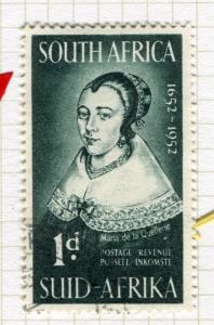 SOUTH AFRICA; 1952 Riebeeck Landing issue used PLATE FLAW on 1d.