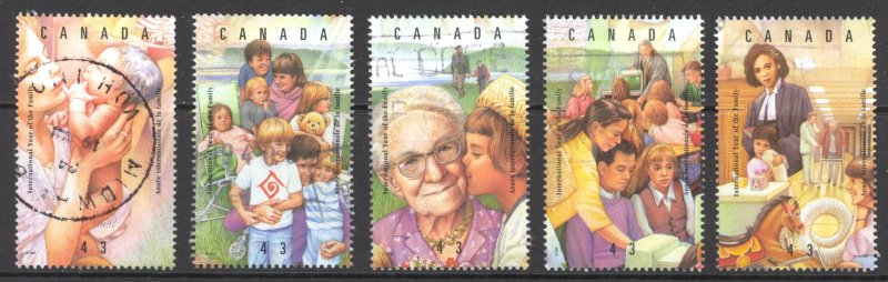 Canada Sc# 1523a-1523e Used (c) 1994 43c U.N. Year of the Family