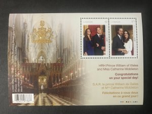 CANADA - #2465c Royal wedding  Souvenir Sheet from 2011 - MNH