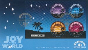 Christmas Stamps Niue 2015 FDC Carols by Candlelight Away in Manger 4v M/S