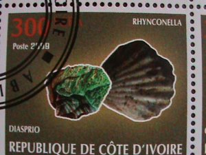 IVORY COAST-2009- WORLD MINERIAL CTO SHEET-VERY FINE WITH BEAUTIFUL CANCEL