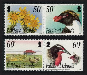 Falkland Is. Penguin Meadowlark Birds Flowers 4v 2006 MNH SC#912-913