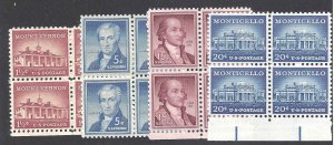 1032,1038,1046,1047 Mint,OG,NH... Blocks of 4... SCV $6.40