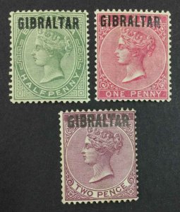 MOMEN: GIBRALTAR SG #1-3 1886 MINT OG H £250 LOT #64369