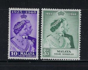 MALAYA NEGRI SEMBILAN SCOTT#36-37  1948 GEORGE VI SILVER WEDDING MINT LIH
