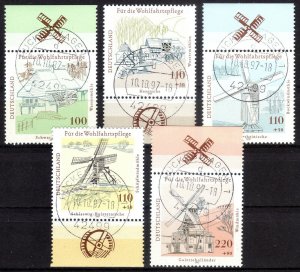 1997, Germany Water and Windmills set, Used CTO, Sc B820-24, Mi 1948-52