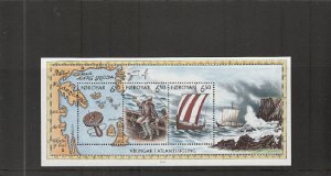 Faroe Islands  Scott#  413  MNH  S/S  (2002 Viking Voyages)