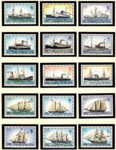 FALKLAND ISLANDS 1982 Mail Ships; Scott 260a-274a, SG 331B-345B; MNH