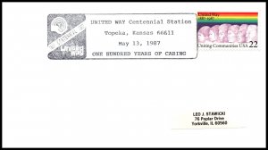 US Centennial United Way 1987 Topeka,KS Cancel Cover