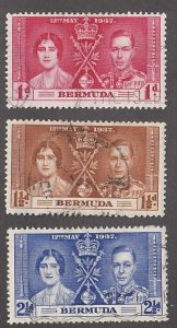 Bermuda # 115-117, 1937 Coronation, Used, 1/2 Cat.