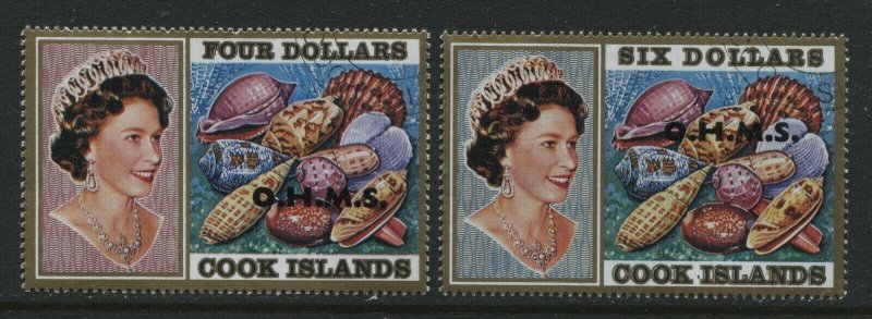 Cook Islands QEII 1978 overprinted OHMS $4 and $6 mint o.g. hinged