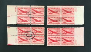 US #C32 Used VF-XF, SET Plate #23487 Blocks. Uncommon.   16126