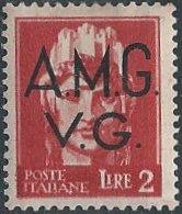 Italy 1LN5 (mhr) 2 lire Italia, ovptd A.M.G. V.G. (1945)