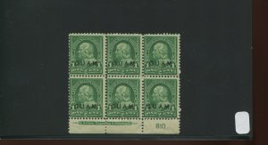 Guam Scott 1 Overprint Mint Plate Block of 6 Stamps  (Stock Guam 1-pb 1)