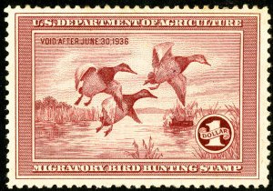 US Stamps # RW2 Duck Unused XF w/o gum. Fresh Scott Value $165.00