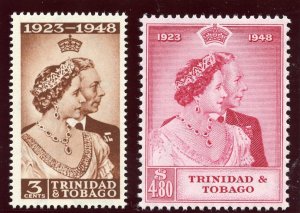 Trinidad & Tobago 1948 KGVI Silver Wedding set complete MNH. SG 259-260.