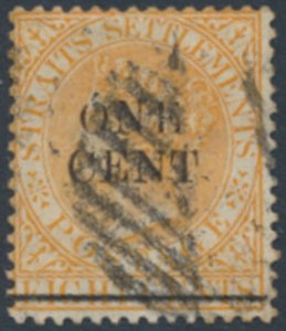 Straits Settlements    SC# 80 Used w/ surcharge  see details & scans