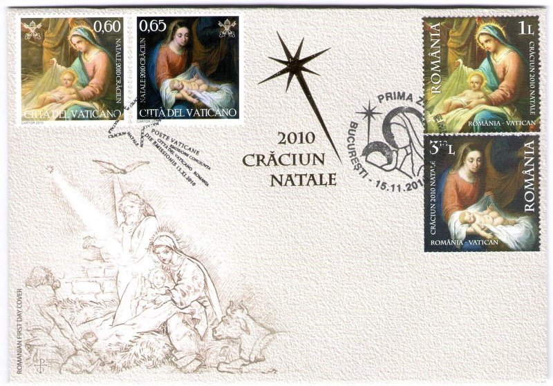 2010 Romania Folder Natale Craciun 2 Bf Issue Joint Issue With Vatican Join