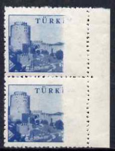 Turkey 1959 Fortress 40k def marginal vert pair with 40% ...