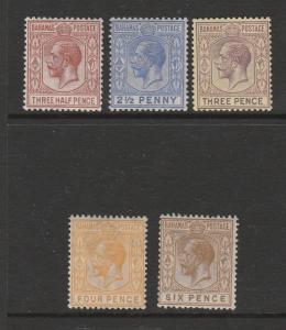 Bahamas 1921/37 script CA 5 vals to 6d as shown Fresh LMM