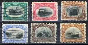US Sc 294-299 Pan-American Expo 1¢-10¢ 1901 p.12 Centered Complete Used Set